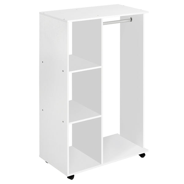 Armadio Guardaroba con Ruote in Legno 80x40x128 cm Bianco acquista