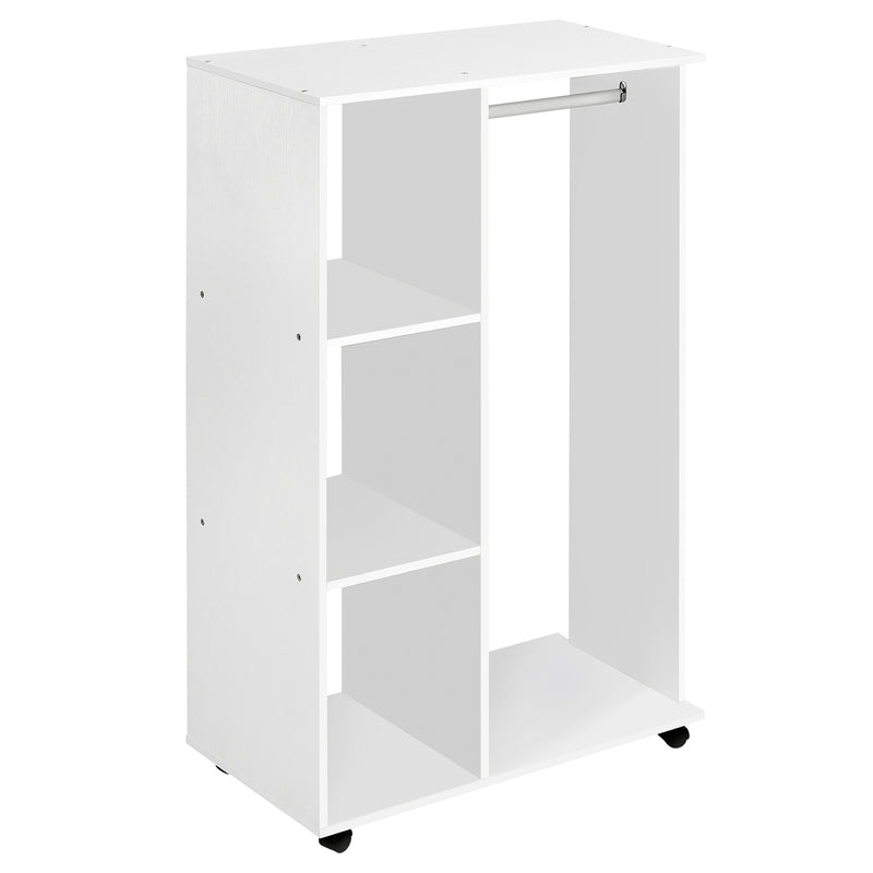 Armadio Guardaroba con Ruote in Legno 80x40x128 cm Bianco -1