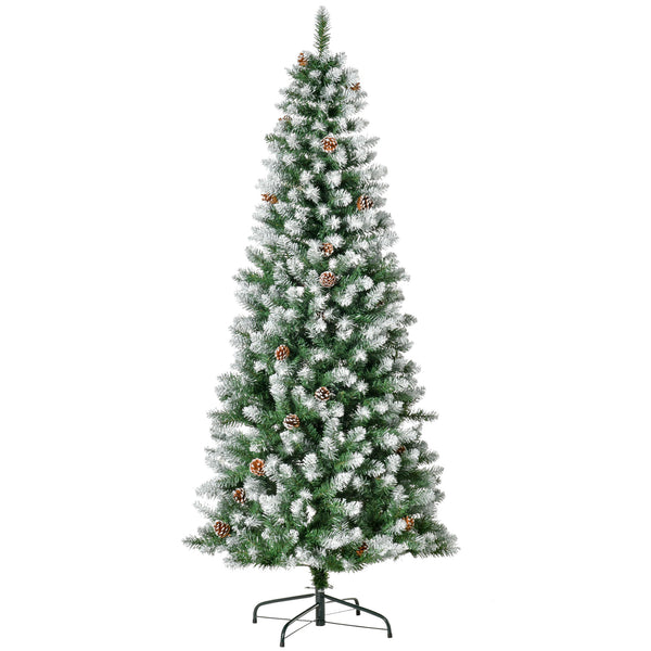 prezzo Albero di Natale Artificiale Innevato 180 cm 630 Rami e 37 Pigne Verde e Bianco