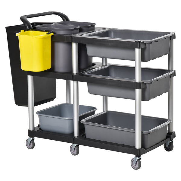 Carrello Pulizie Professionale 3 Livelli 110x50x92 cm in Plastica e Alluminio Grigio online