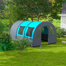 Tenda da Campeggio 5 Posti Impermeabile con Zona Notte e Giorno 480x260x200 cm in Poliestere Grigio e Blu-2