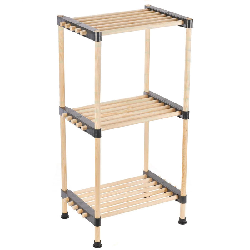 Scaffale Modulare Slim Scaffalatura Multiuso Mensole in Legno Naturale 3 Ripiani-2