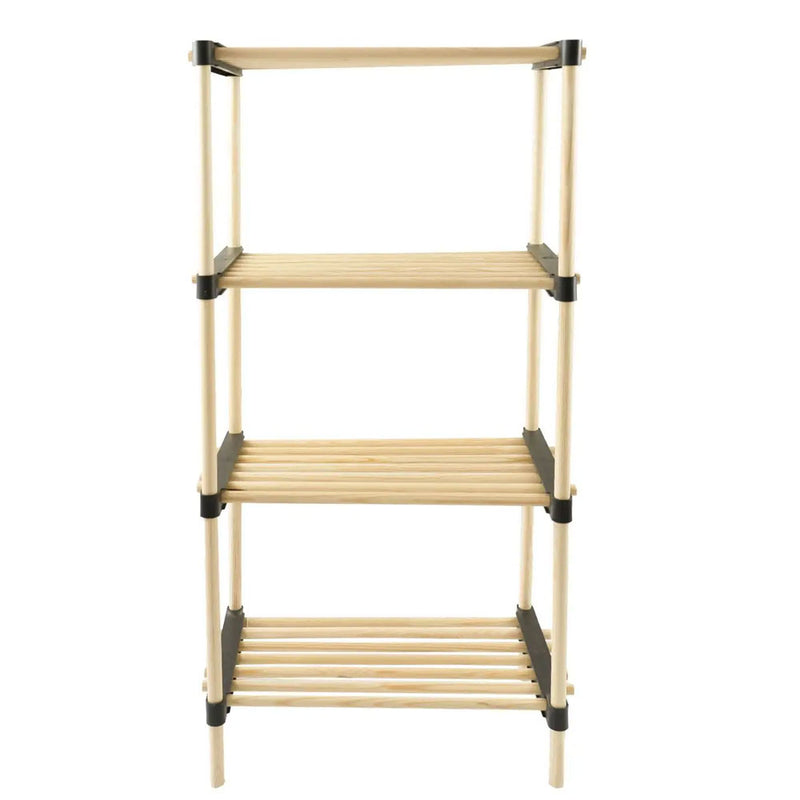 Scaffale Modulare Multiuso Bagno Mensole 4 ripiani Bambù Salvaspazio 48x28x93cm-2