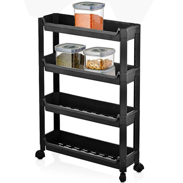 acquista Carrello Slim Salvaspazio da Cucina Bagno Carrellino Portaoggetti 4 Ripiani Nero