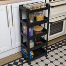 Carrello Salvaspazio Cucina Bagno Scaffale Portaoggetti Multiuso Nero 5 Ripiani-4