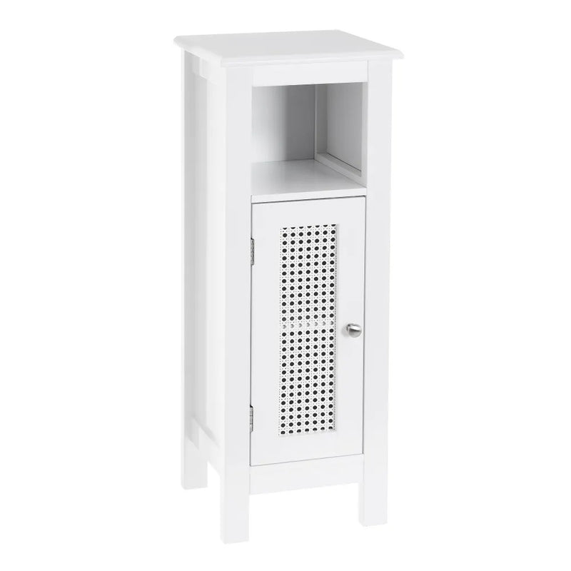 Mobile da bagno a 1 Anta con Griglia Armadio in Legno Colore Bianco 30x28x80H cm-1