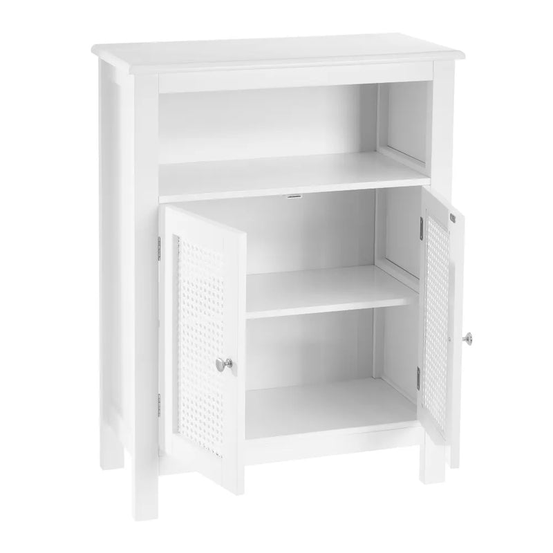 Mobile da Bagno a 2 Ante con Griglia Armadio in Legno Bianco 60x28x80H cm-2