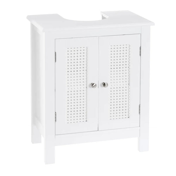 prezzo Mobile Sottolavabo da Bagno Sottolavello in Legno Bianco con Mensola 48x30x60 cm