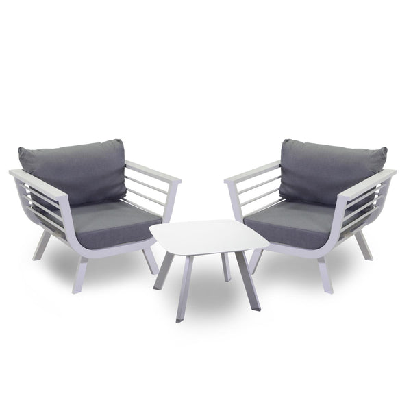 online Set Salotto da Giardino 2 Poltrone e Tavolino in Alluminio Riverside Bianco