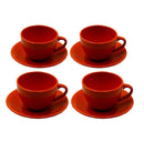 Set 4 Tazze da The con Piattino Ø9,5xh7 cm in Gres Porcellanato Romeo Arancione      -1