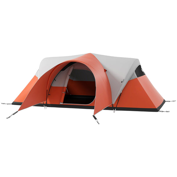 Tenda da Campeggio 5-6 Posti con Portico 550x300x198 cm Impermeabile con Borsa di Trasporto in Poliestere Arancione sconto