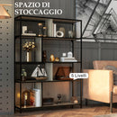 Libreria Design Industriale a 5 Livelli Porta Metallica Scorrevole 120x30x161 cm in Legno e Acciaio Nero e Grigio-5