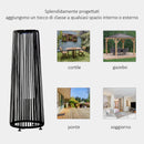 Lanterna Solare da Giardino LED con Pannello di Ricarica in Rattan e Metallo  Ø21.5x61cm Nero-7