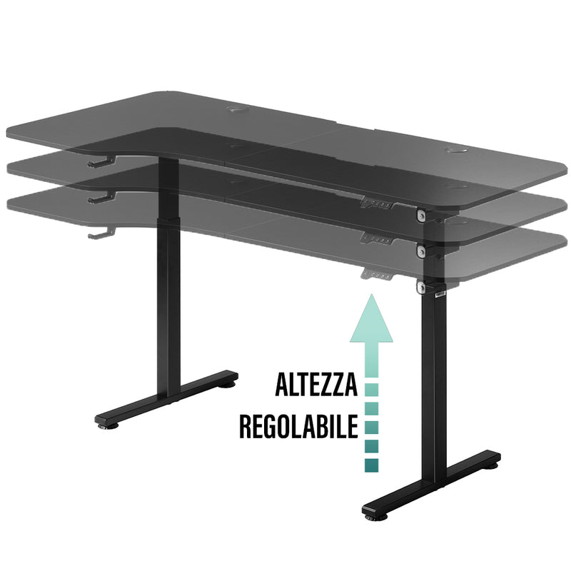 Scrivania Elettrica Regolabile Altezza 160x75x72-117 cm Nera-3