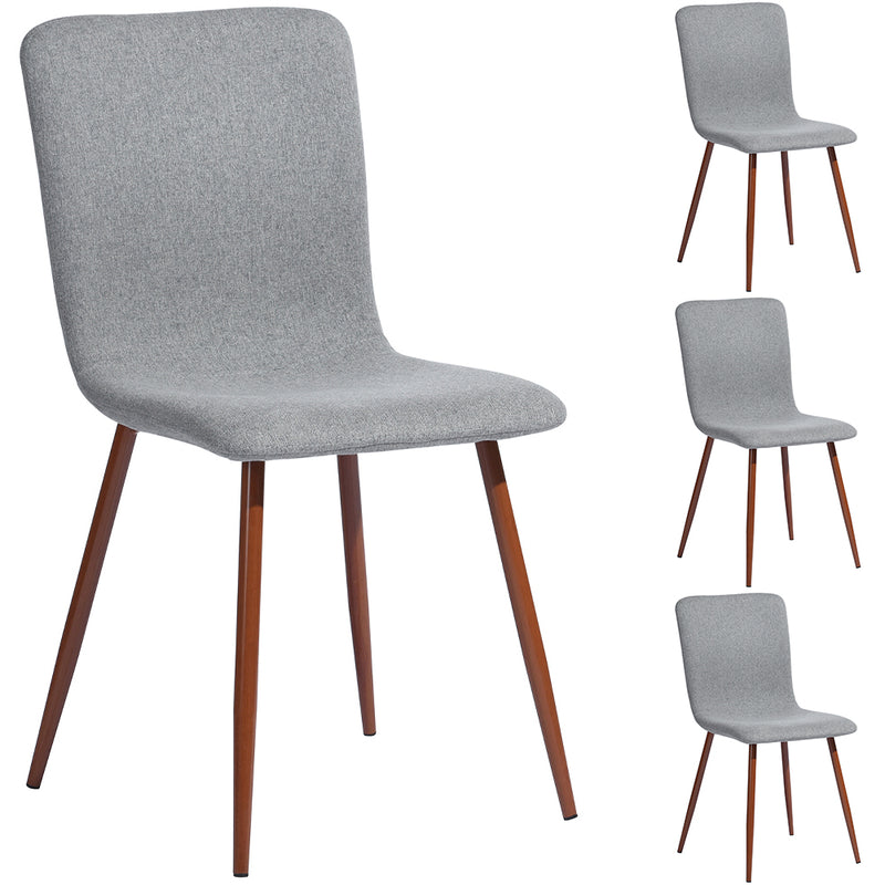 Set 4 Sedie per Sala da Pranzo Grigio con Gambe Effetto Legno Seduta Ergonomica-1