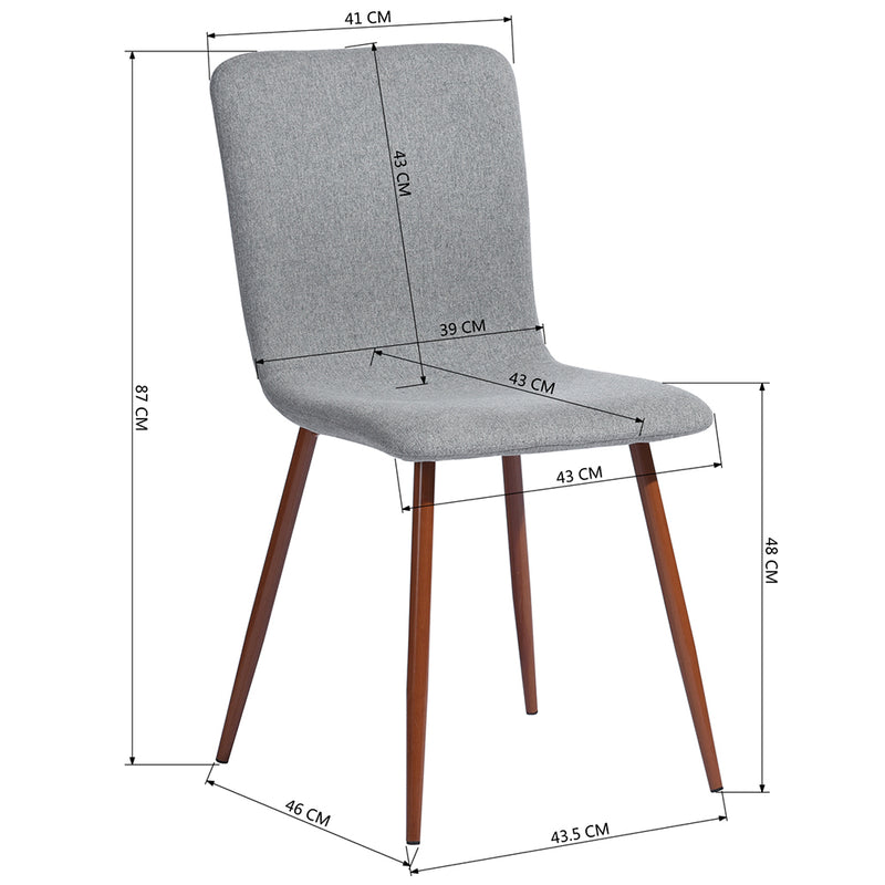 Set 4 Sedie per Sala da Pranzo Grigio con Gambe Effetto Legno Seduta Ergonomica-4