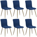 Set 6 Sedie per Sala da Pranzo Blu con Gambe in Acciaio Dorato Seduta Ergonomica-2