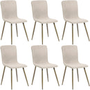 Set 6 Sedie per Sala da Pranzo Beige con Gambe Acciaio Dorato Seduta Ergonomica-3