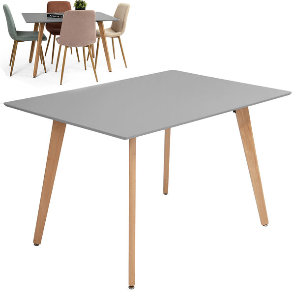 prezzo Tavolo da Pranzo Scandinavo Rettangolare 110x70x75 cm in Legno Bianco per Cucina