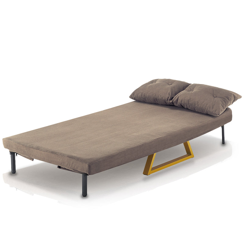 Poltrona Letto Reclinabile 2 Posti Chaise Lounge in Velluto Convertibile Marrone-3