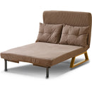 Poltrona Letto Reclinabile 2 Posti Chaise Lounge in Velluto Convertibile Marrone-4