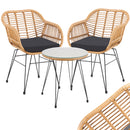 Set Arredo Giardino in Rattan con Tavolino Ripiano in Vetro e 2 Sedie da Esterno-1