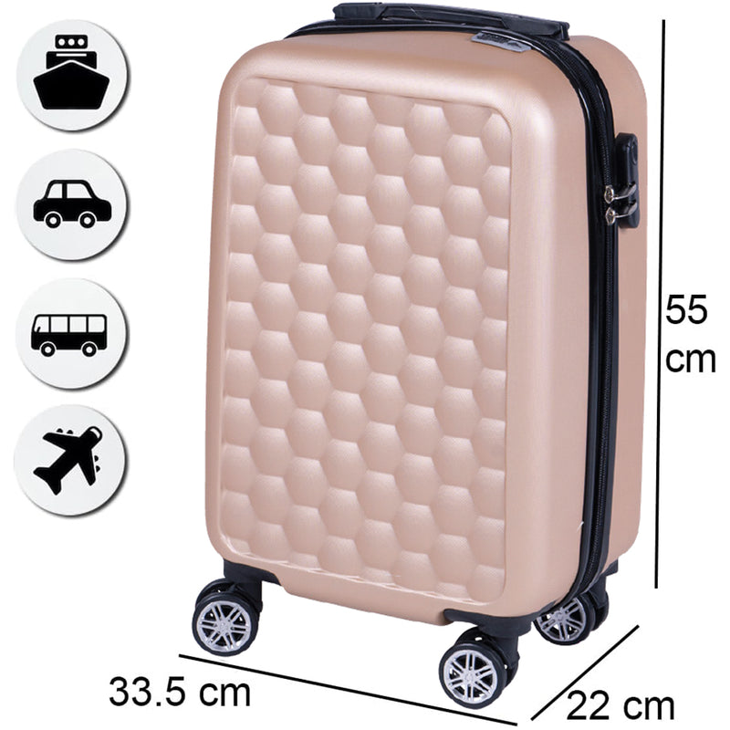 Trolley Cabina Rigido Bagaglio a Mano 33.5x22x55 cm con Maniglia Telescopica Oro-3