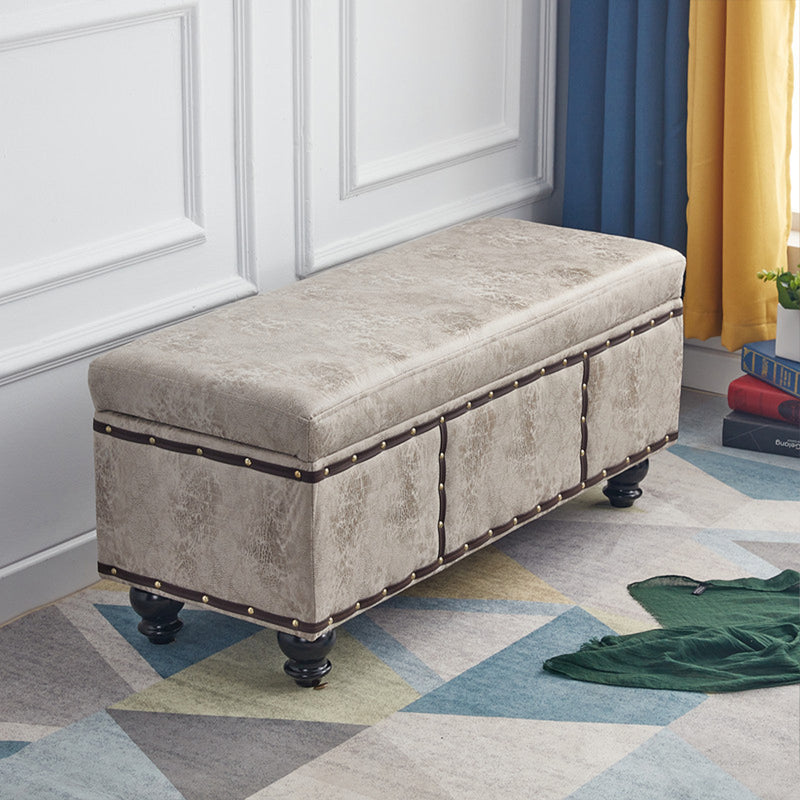 Cassapanca Contenitore Ecopelle Divano Panca Pouf Contenitore 80x40x43 cm Khaki-3