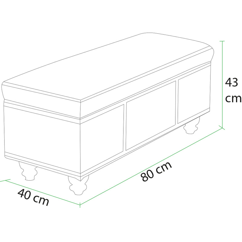 Cassapanca Contenitore Ecopelle Divano Panca Pouf Contenitore 80x40x43 cm Khaki-4