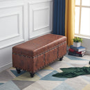 Cassapanca Contenitore Ecopelle Divano Panca Pouf Contenitore 80x40x43cm Marrone-3