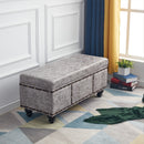 Cassapanca Contenitore Ecopelle Divano Panca Pouf Contenitore 80x40x43 cm Grigio-3