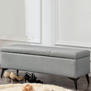 Cassapanca Contenitore Ecopelle Panca Pouf con Piedini in Metallo Grigio Chiaro-1