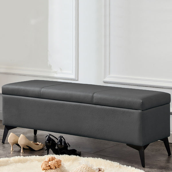 sconto Cassapanca Contenitore Ecopelle Panca Pouf con Piedini in Metallo Grigio Scuro