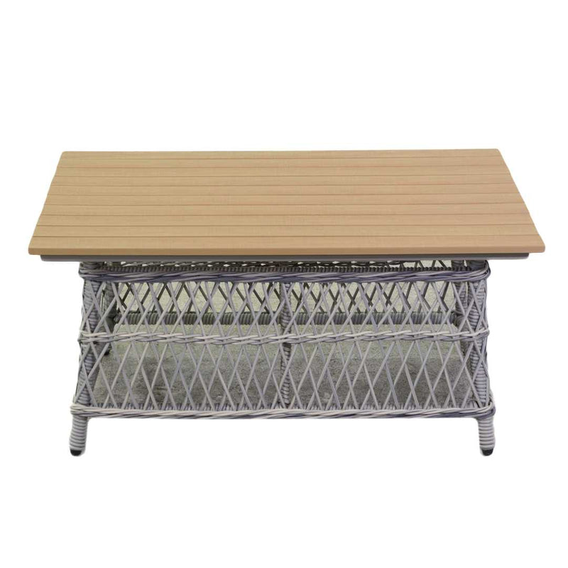 Set Salotto da Giardino Divano 2 Poltrone e Tavolino in Rattan Jefferson Grigio-4