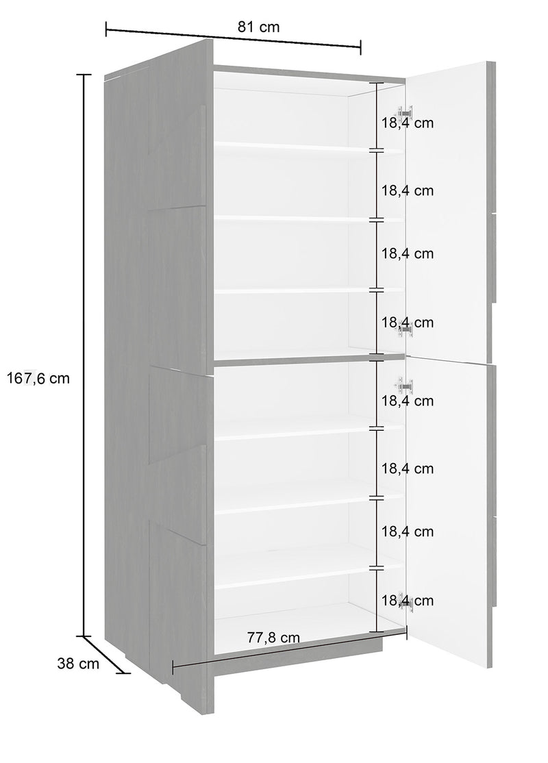 Scarpiera 4 Ante Battenti 81,2x39,2x167,6 cm Ping Bianco Lucido-4