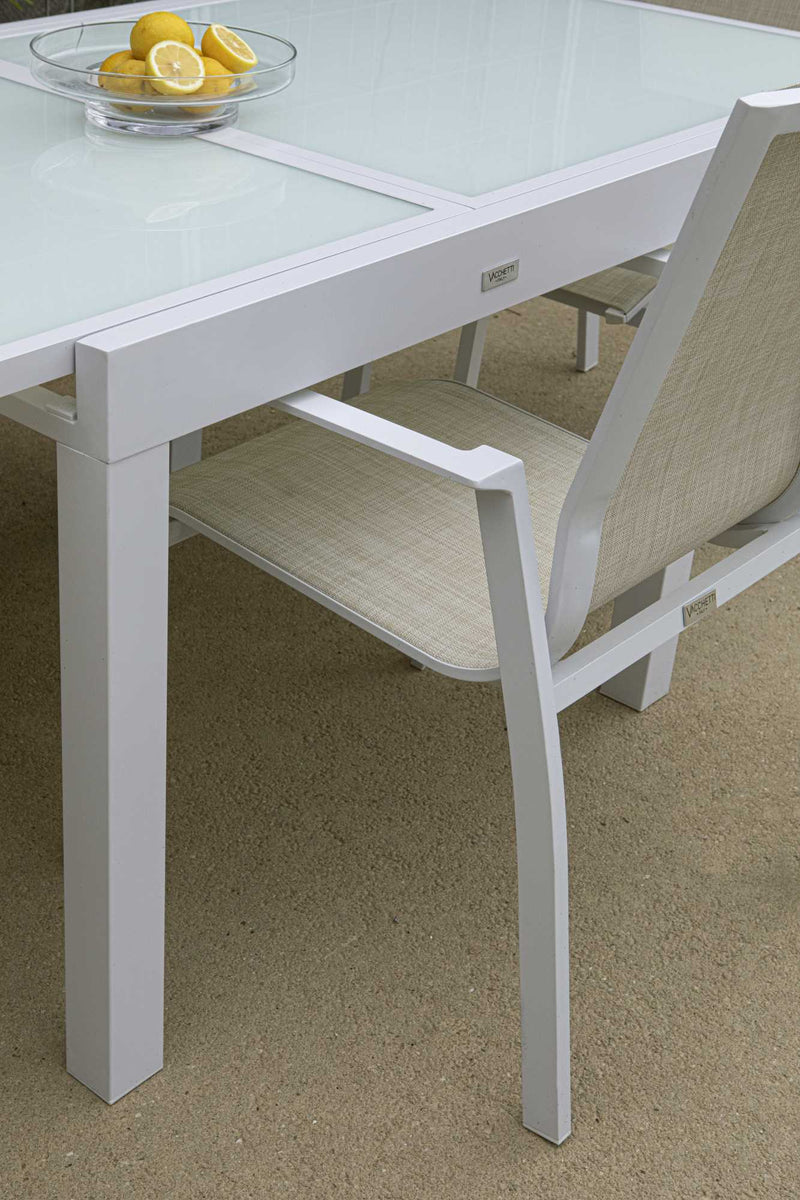 Sedia da Giardino 56,5x65xh93 cm in Alluminio e Texilene Cleveland Bianco-3