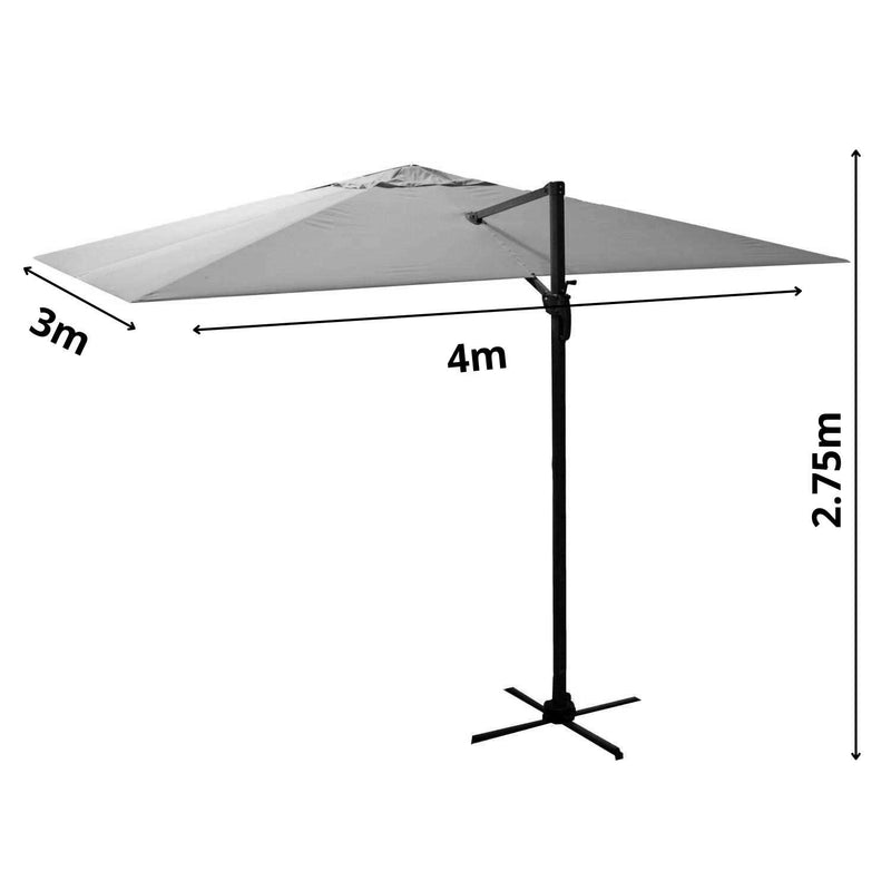 Ombrellone da Giardino Decentrato 3x4xh2,75 m in Alluminio New Michigan Grigio-2