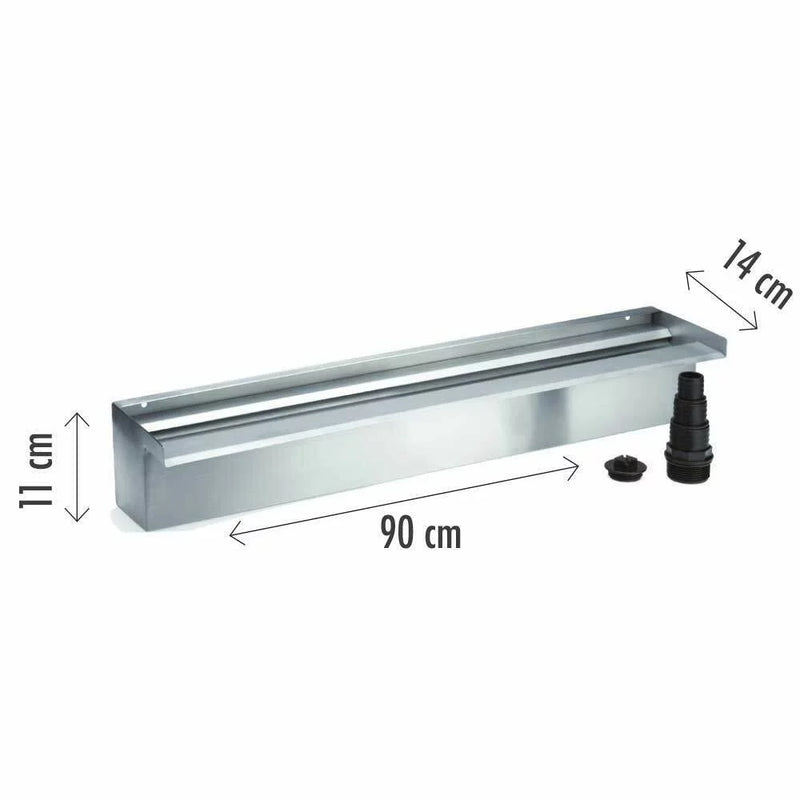 Lama d’Acqua Effetto a Cascata per Piscina o Laghetto 90x14xH11 cm in Acciaio Inox Lucido-2