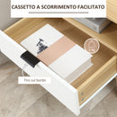 Comodino Moderno con Cassetto Estraibile e Ripiano Aperto 50x39,5x49,5 cm in Legno Bianco e color Legno-5