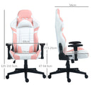 Sedia da Gaming Reclinabile 155° con Poggiatesta e Supporto Lombare 69x54x125-132,5 cm in Similpelle Rosa-3