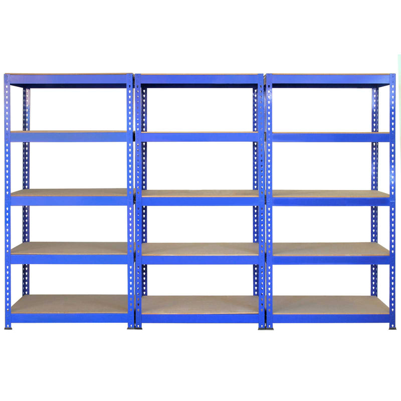 Set 3 Scaffali Senza Bulloni 90x50x180 cm in Acciaio Blu  -1