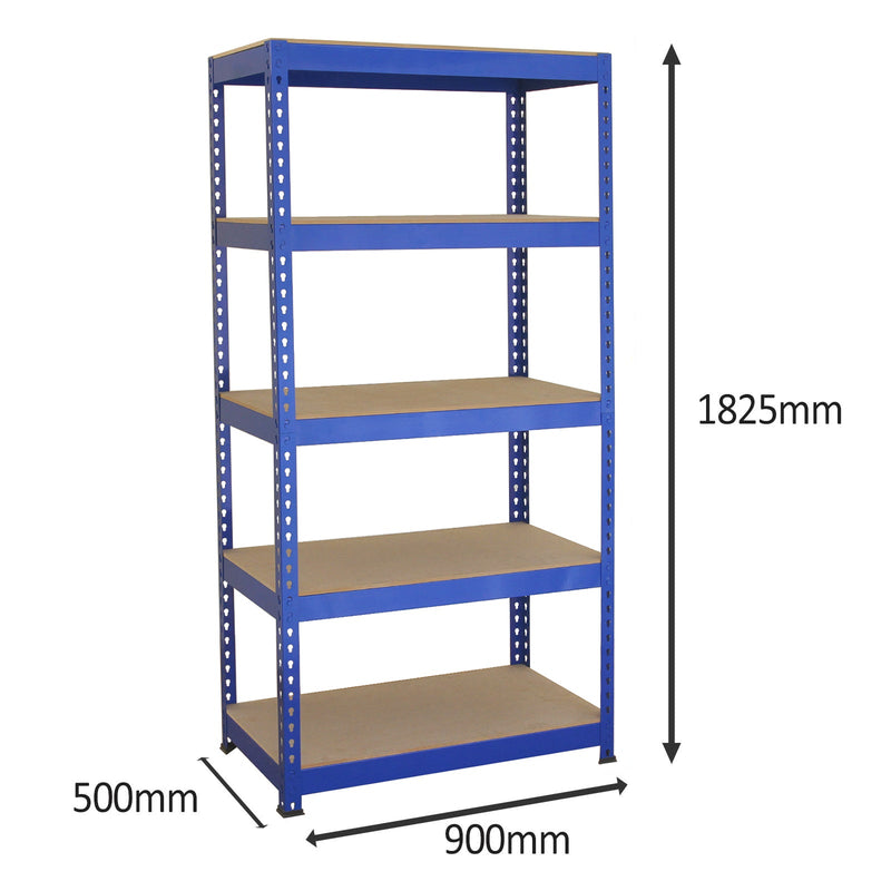 Set 3 Scaffali Senza Bulloni 90x50x180 cm in Acciaio Blu  -4