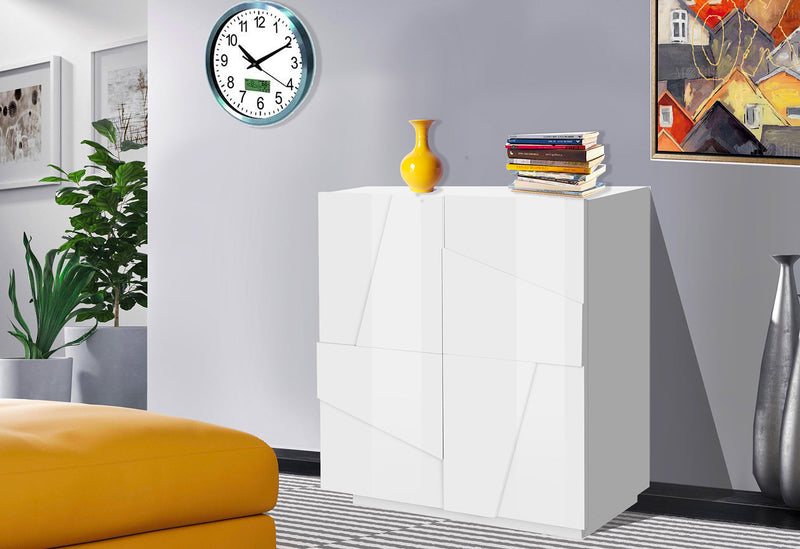 Credenza 2 Ante Battenti 81,2x44,2x86 cm Ping Bianco Lucido-2