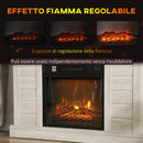 Camino Elettrico da Pavimento 1800W Effetto Fiamma e Telecomando 96,5x22x81,7 cm Grigio Chiaro-4