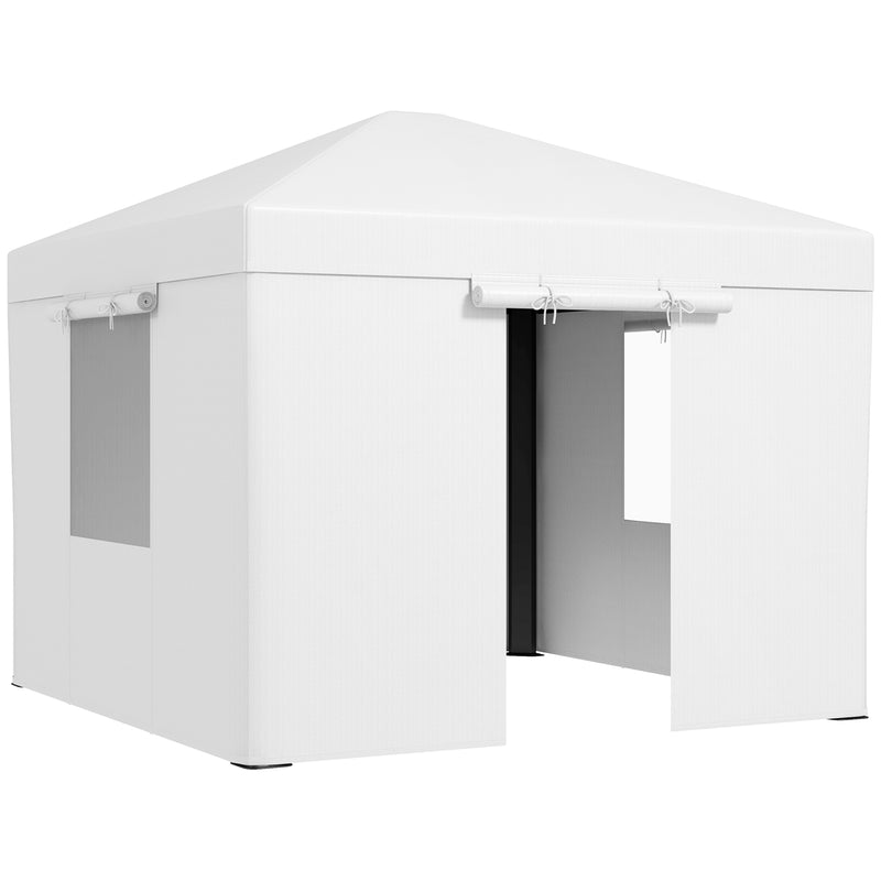 Copertura per Gazebo 3x3m con Porte a Cerniera e Finestre Bianco-1