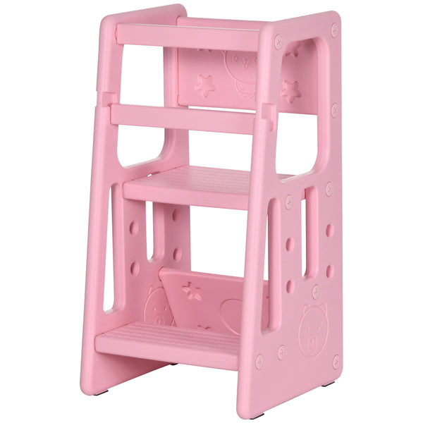 sconto Scaletta per Bambini 3 Livelli 47x47x90 cm in HDPE Rosa