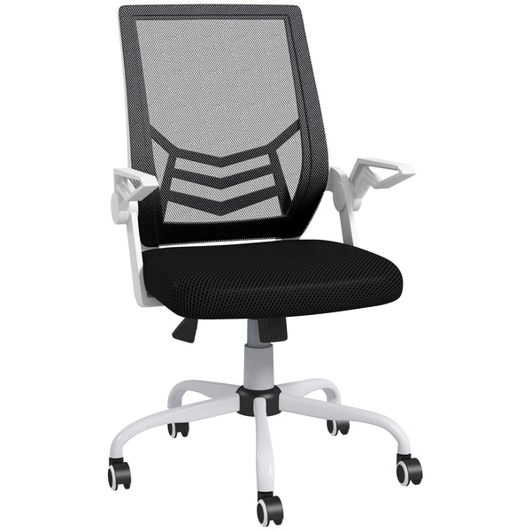 acquista Sedia Operativa Ergonomica Altezza regolabile 94-104 cm Tessuto Effetto Lino Bianco e Nero