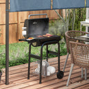 Barbecue a Carbone con Coperchio Termometro e Camino 83x46,5x115 cm in Metallo Nero-2