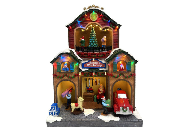 prezzo Villaggio Natalizio Fabbrica di Babbo Natale 29x16x23 cm con Movimento Luci e Suoni