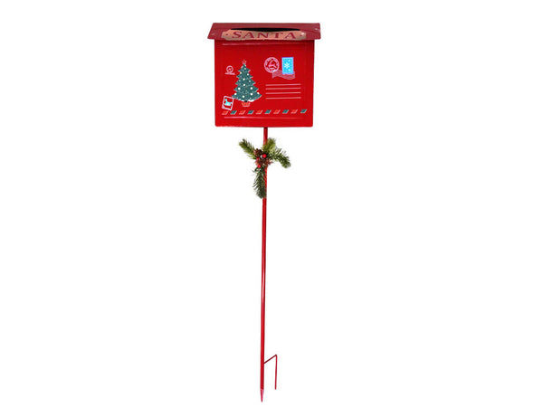 Cassetta Posta Babbo Natale da Giardino 24x8x90h cm Rosso sconto